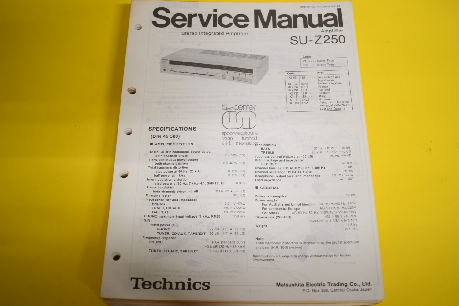 Technics SU-Z250 Amplifier Service Manual  			